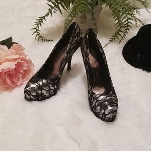 Guess by Marciano Black Lace Silver Heel
